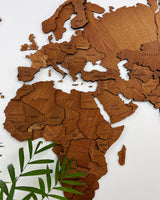 3D Multilayered World Map Rustic Wall Art Walnut-1