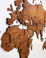 3D Multilayered World Map Rustic Wall Art Walnut-2