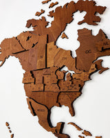 3D Multilayered World Map Rustic Wall Art Walnut-3