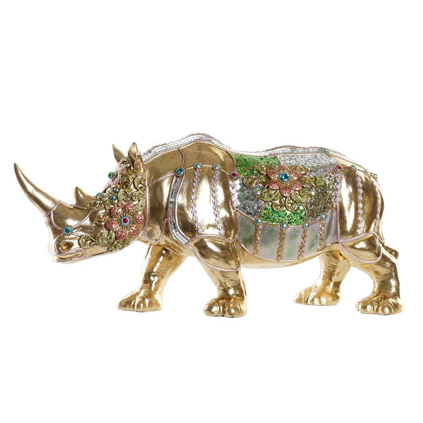 Decorative Figure DKD Home Decor Golden Resin Multicolour Rhinoceros (55 x 17,5 x 25 cm)-0