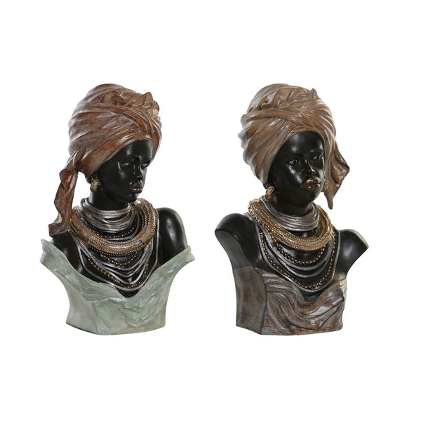 Decorative Figure DKD Home Decor 26 x 17 x 40 cm Black Beige Colonial African Woman (2 Units)-0