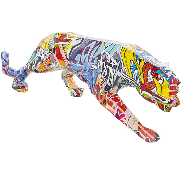 Decorative Figure Alexandra House Living Multicolour Plastic Panther Graffiti 14 x 46 x 16 cm-1