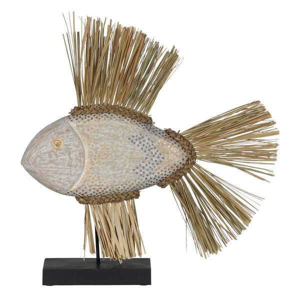 Decorative Figure White Brown Natural Fish 57 x 12 x 60 cm-0