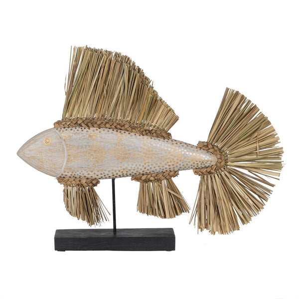 Decorative Figure White Brown Natural Fish 70 x 12 x 53 cm-0