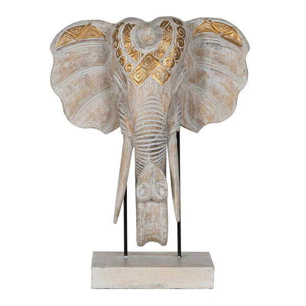 Decorative Figure White Golden Natural Elephant 44 x 16 x 57 cm-0