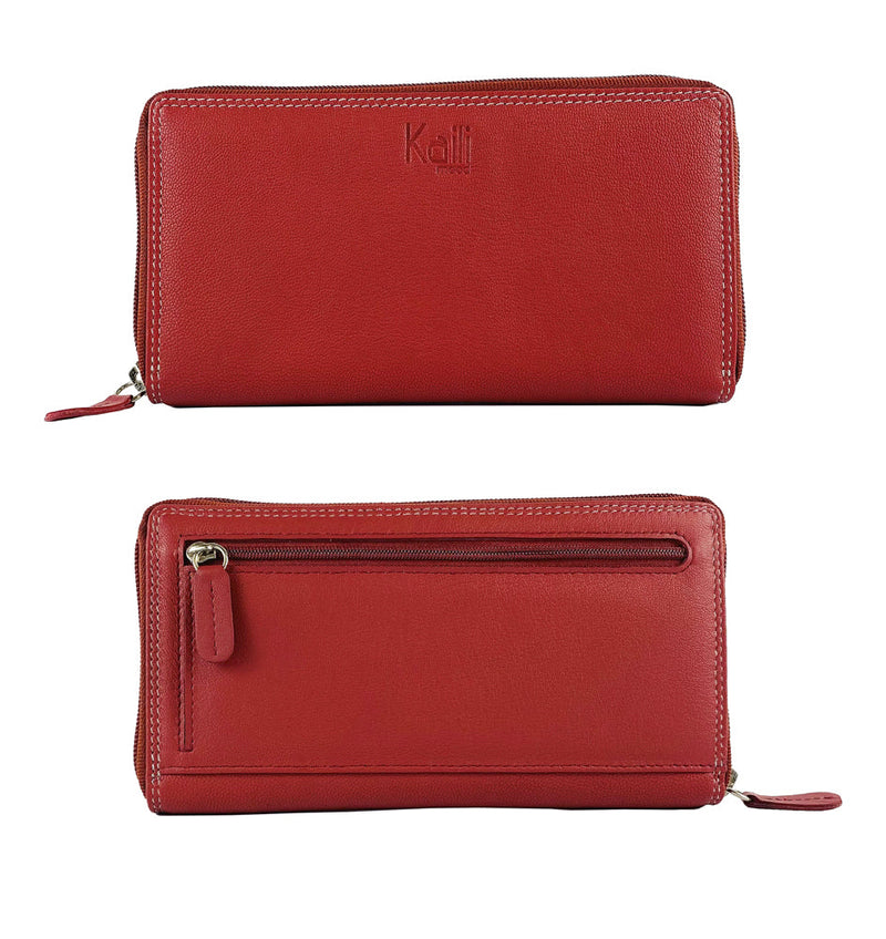 K10238VB | Women's Wallet with Zip Closure - Genuine Leather Col. Red-0