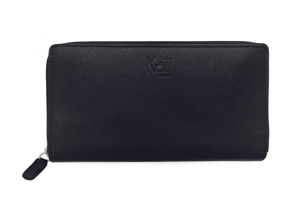 K10838AB | Women's Wallet with Zip Closure - Genuine Leather Col. Black-0