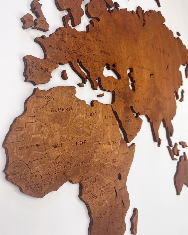 Country Wooden World Map Walnut 4-2