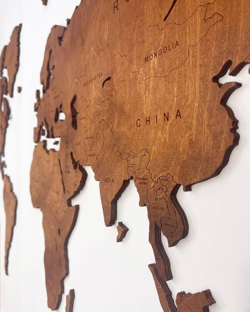 Country Wooden World Map Walnut 5-1