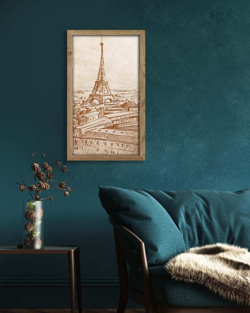 Wooden picture of Eiffel Tower, in an oak frame Birdywing™-4