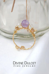 "Marquise" | 18K Natural Crystals Hand Wired Adjustable Ring-3