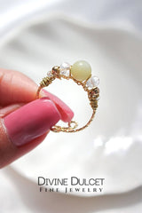 "Marquise" | 18K Natural Crystals Hand Wired Adjustable Ring-4