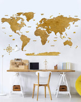 Blank Wooden World Map Wall Decor Oak-0