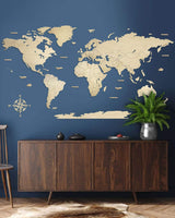 Blank Wooden World Map Natural Large Wall Art-0