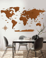 Blank Wooden World Map Hanging Wall Art Walnu-0