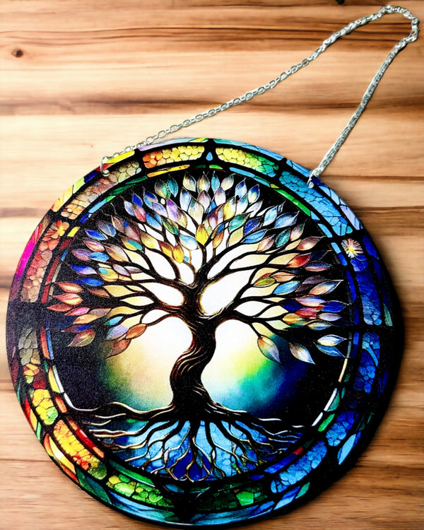 Prismatyczny Wisiorek Słoneczny 'Drzewo Życia' - Kolorowy Dekor Okno