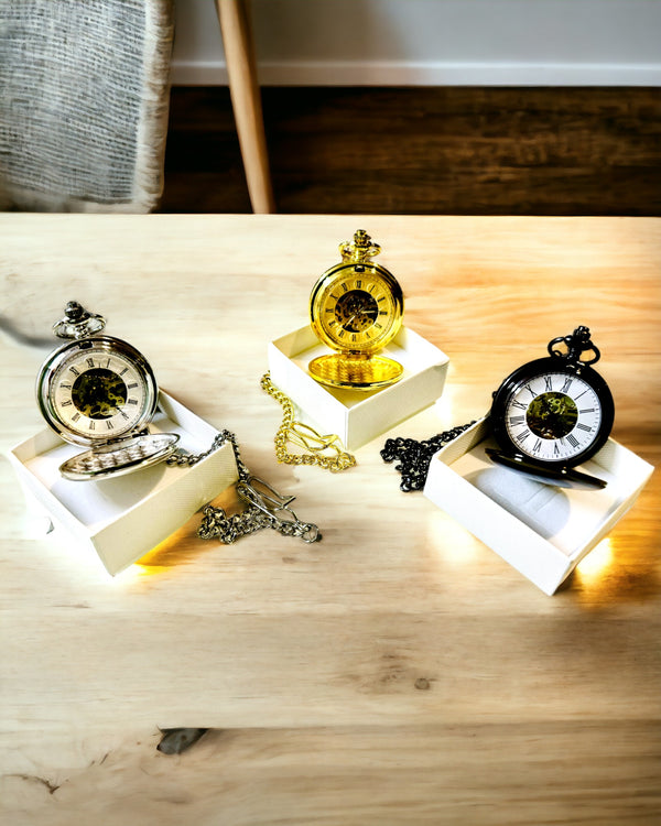 Klasyczny Kieszonkowy Zegarek Mechaniczny z Podwójną Pokrywą, Manualny, Kolor Srebrny