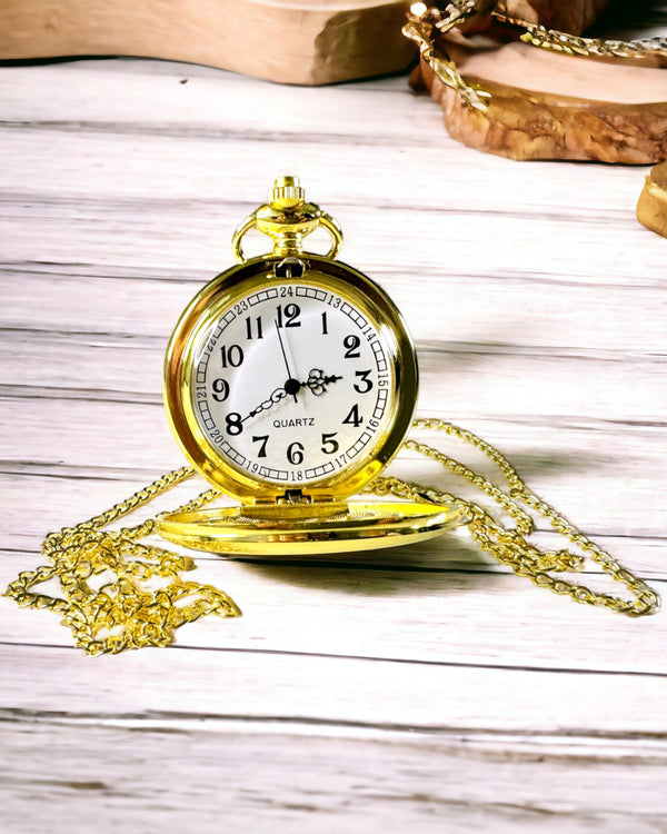 Złoty Zegarek Kieszonkowy w Stylu Vintage z Możliwością Grawerowania