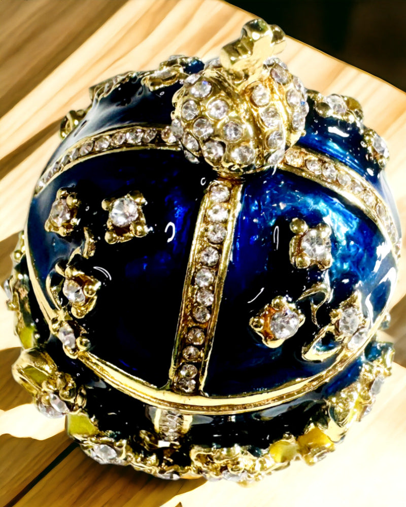 Pudełko na Biżuterię 'Cesarskie Jajo' Faberge – Styl Vintage, Dekoracyjny Pojemnik na Akcesoria