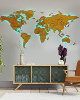 lluminated wooden world map Backlit Led Light Map 1-0