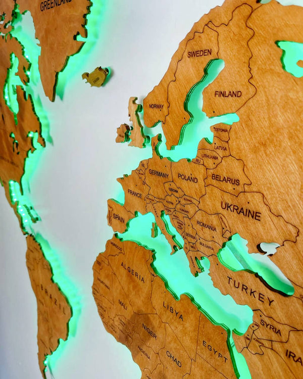 lluminated wooden world map Backlit Led Light Map 5-1