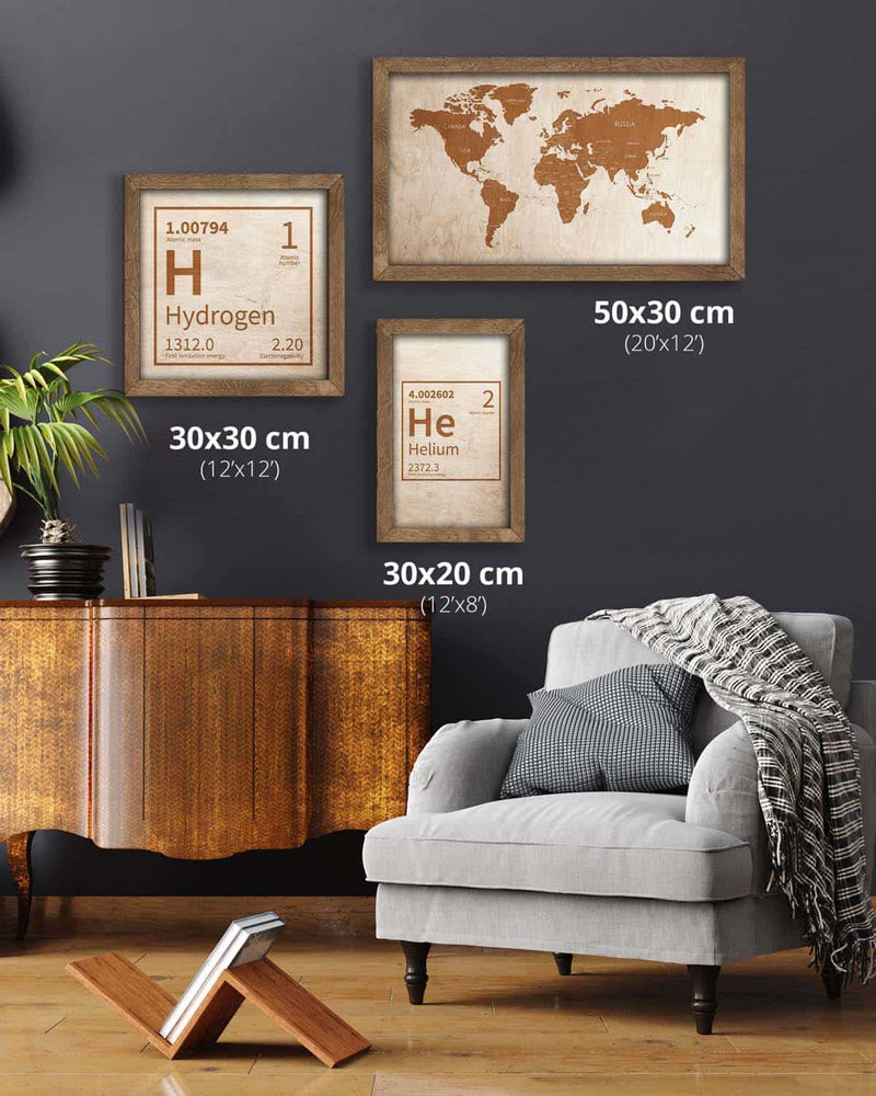 Wooden World Map in an oak frame Birdywing™-1