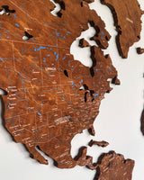 Colored Wooden World Map​ Walnut 3-1