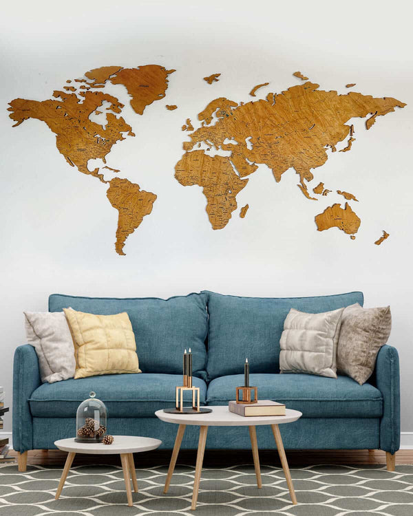 Colored Wooden World Map​ Oak 2-0