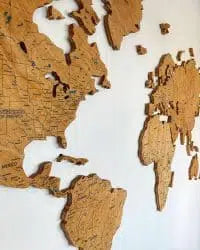 Colored Wooden World Map​ Oak 3-1