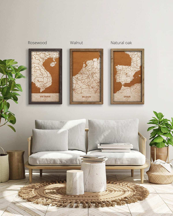 Wooden Map of Belgium, Country Map 5-1