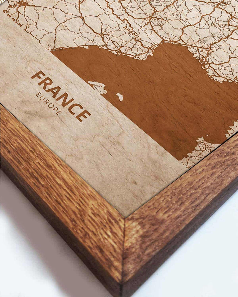 Wooden Map of France, Country Map 2-3