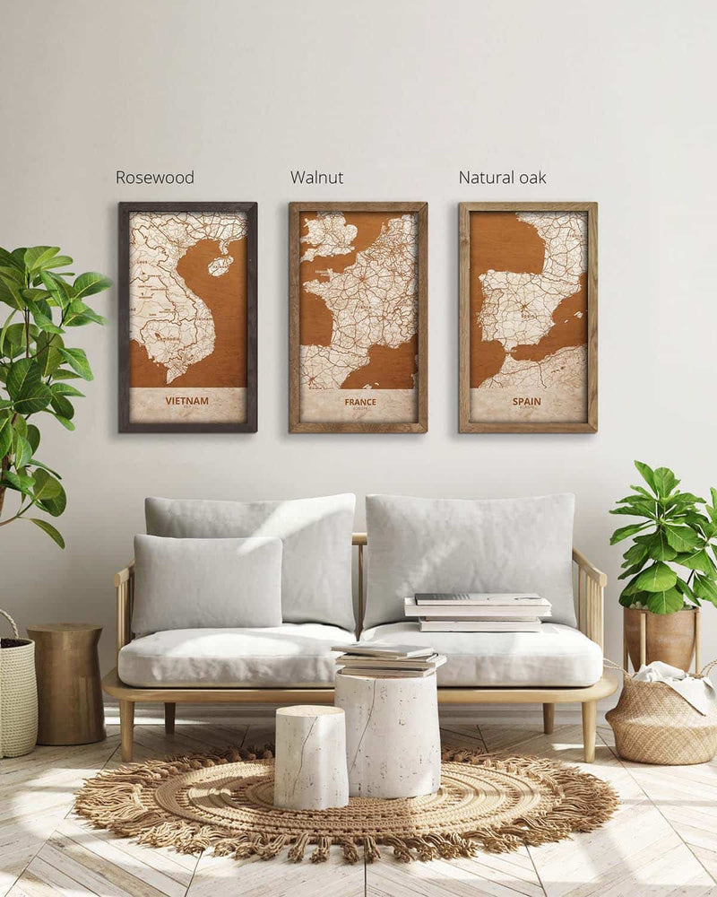 Wooden Map of France, Country Map 5-1