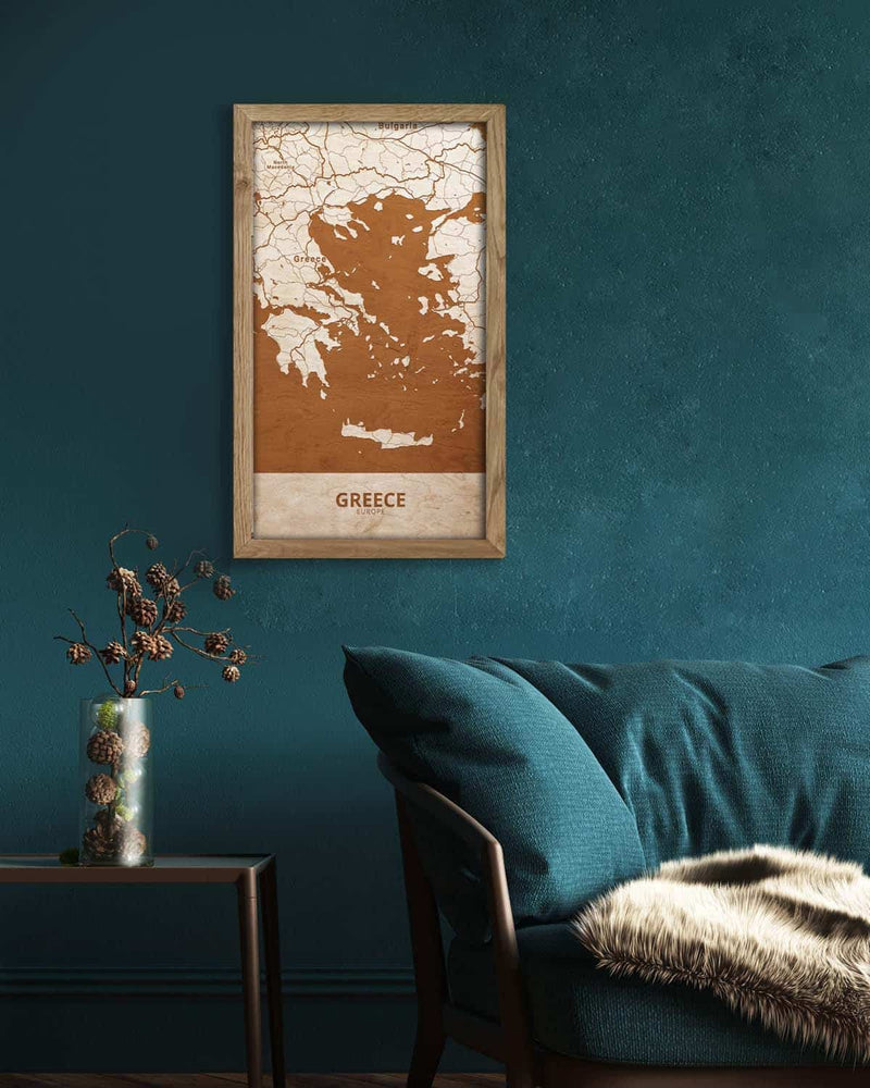 Wooden Map of Greece, Country Map 3-4