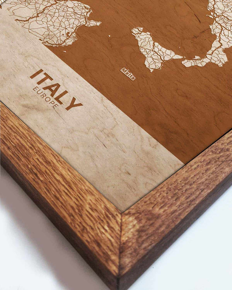 Wooden Map of Italy, Country Map 1-3