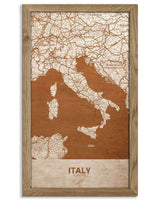 Wooden Map of Italy, Country Map 3-0