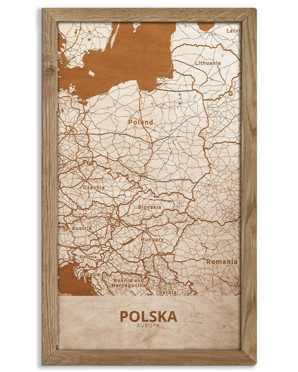 Wooden Map of Poland, Country Map 4-0