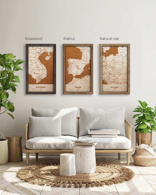 Wooden Map of Spain, Country Map 3-1