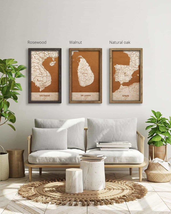 Wooden Map of Sri Lanka, Country Map 4-1