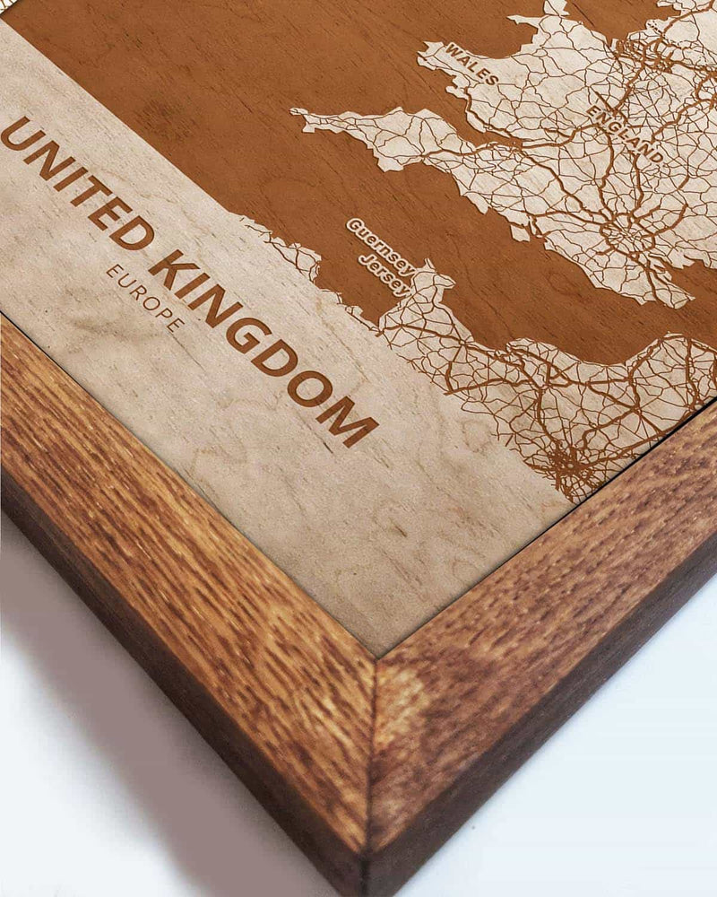 Wooden Map of the United Kingdom, Country Map 1-2