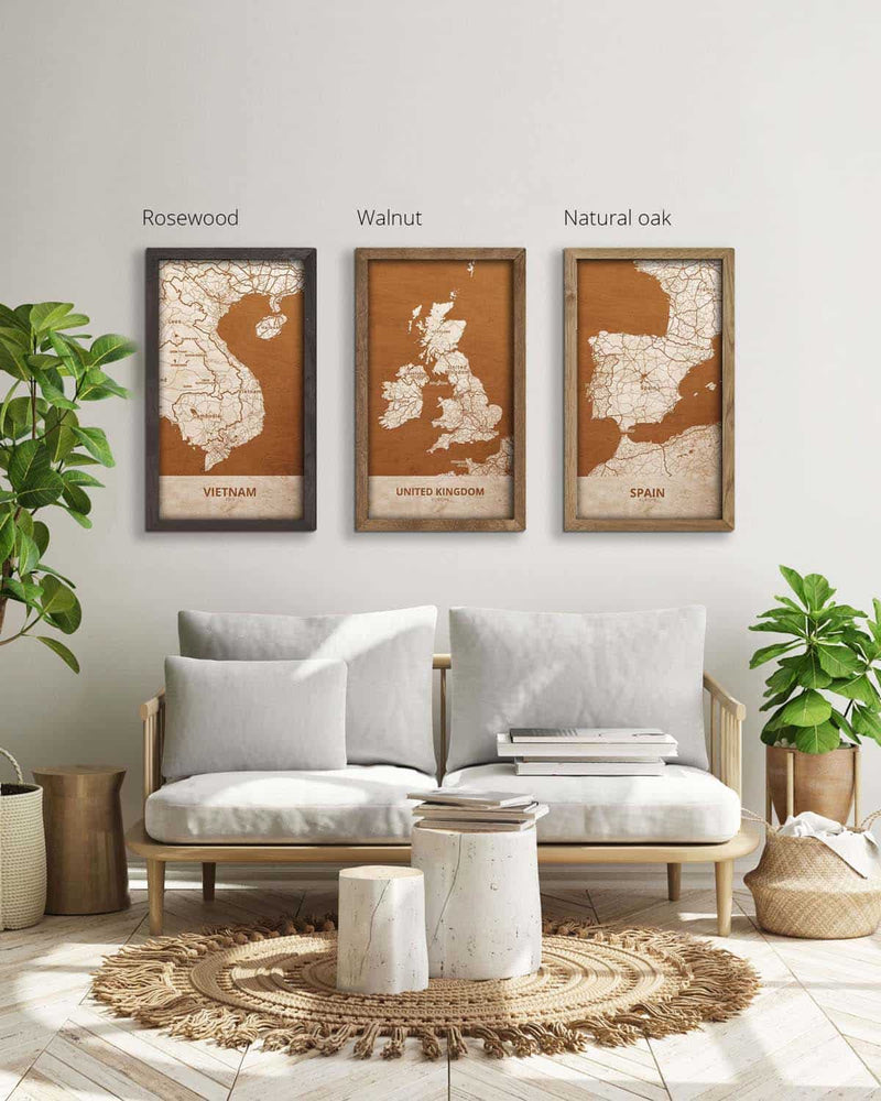 Wooden Map of the United Kingdom, Country Map 2-1