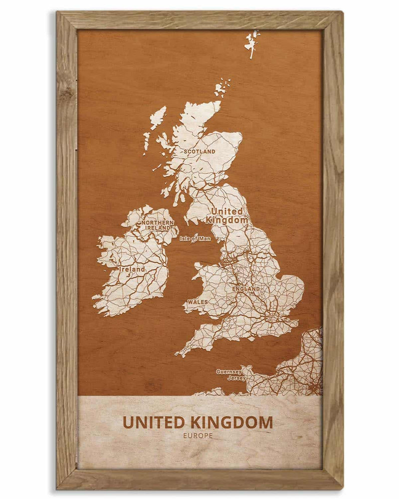 Wooden Map of the United Kingdom, Country Map 3-0