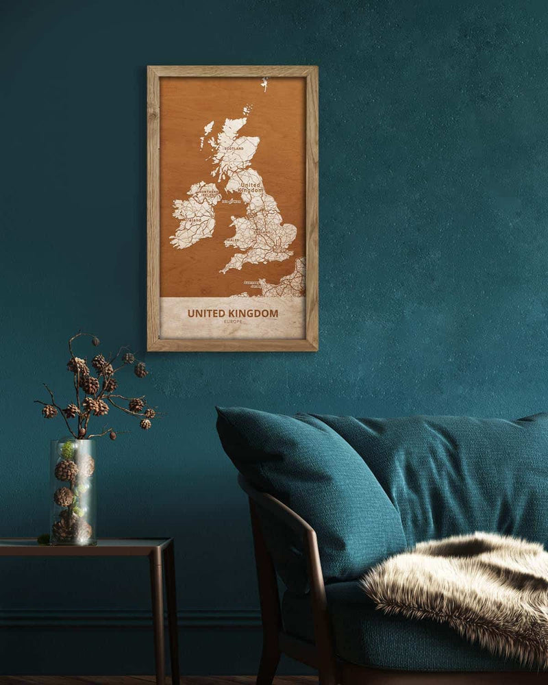 Wooden Map of the United Kingdom, Country Map 4-3