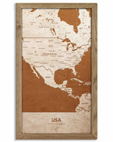 Wooden Map of USA, Country Map 1-0