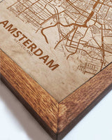 Wooden Street Map of Amsterdam - Urban City Plan 5-3