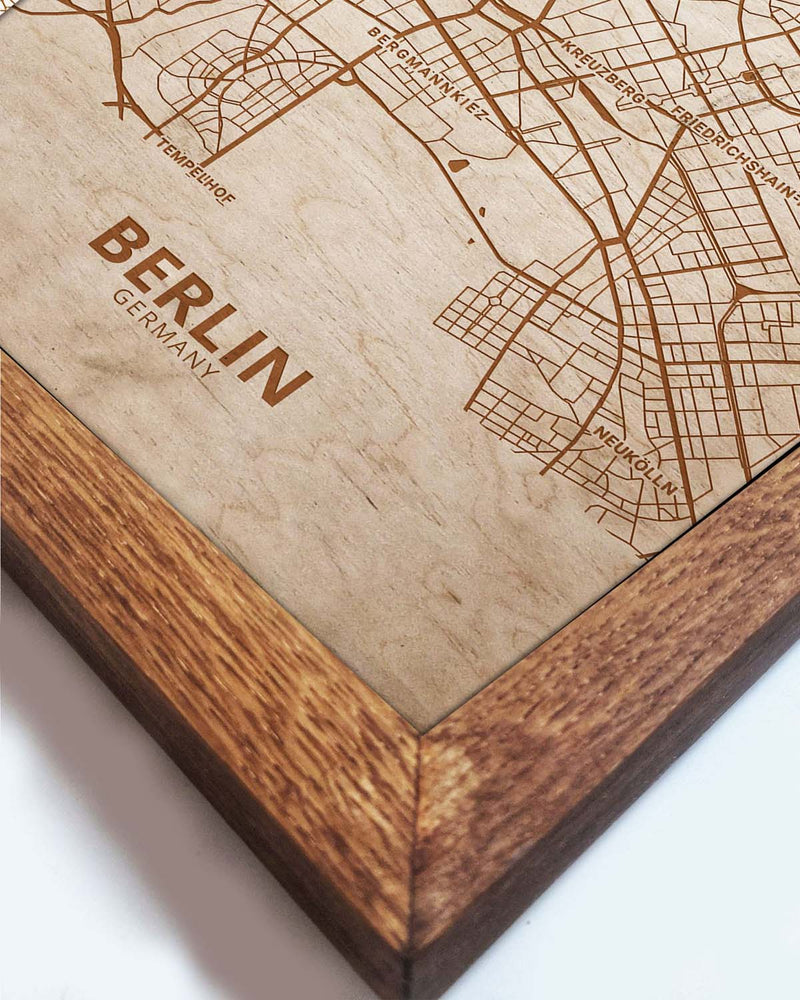 Wooden Street Map of Berlin - Urban City Plan 2-3