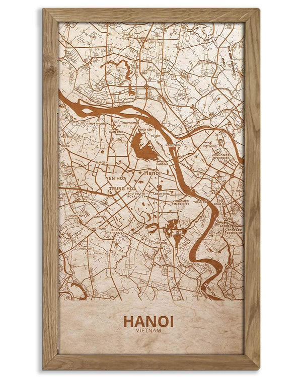 Wooden Street Map of Hanoi - Urban City Plan 5-0