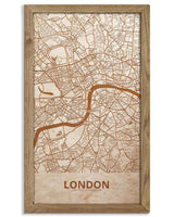 Wooden Street Map of London - Urban City Plan 5-0