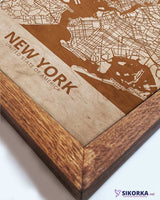 Wooden Street Map of New York - City Urban Plan 1-3