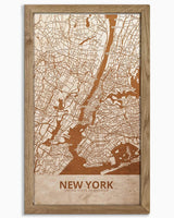 Wooden Street Map of New York - City Urban Plan 5-0