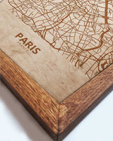 Wooden Street Map of Paris - Urban City Plan 1-3